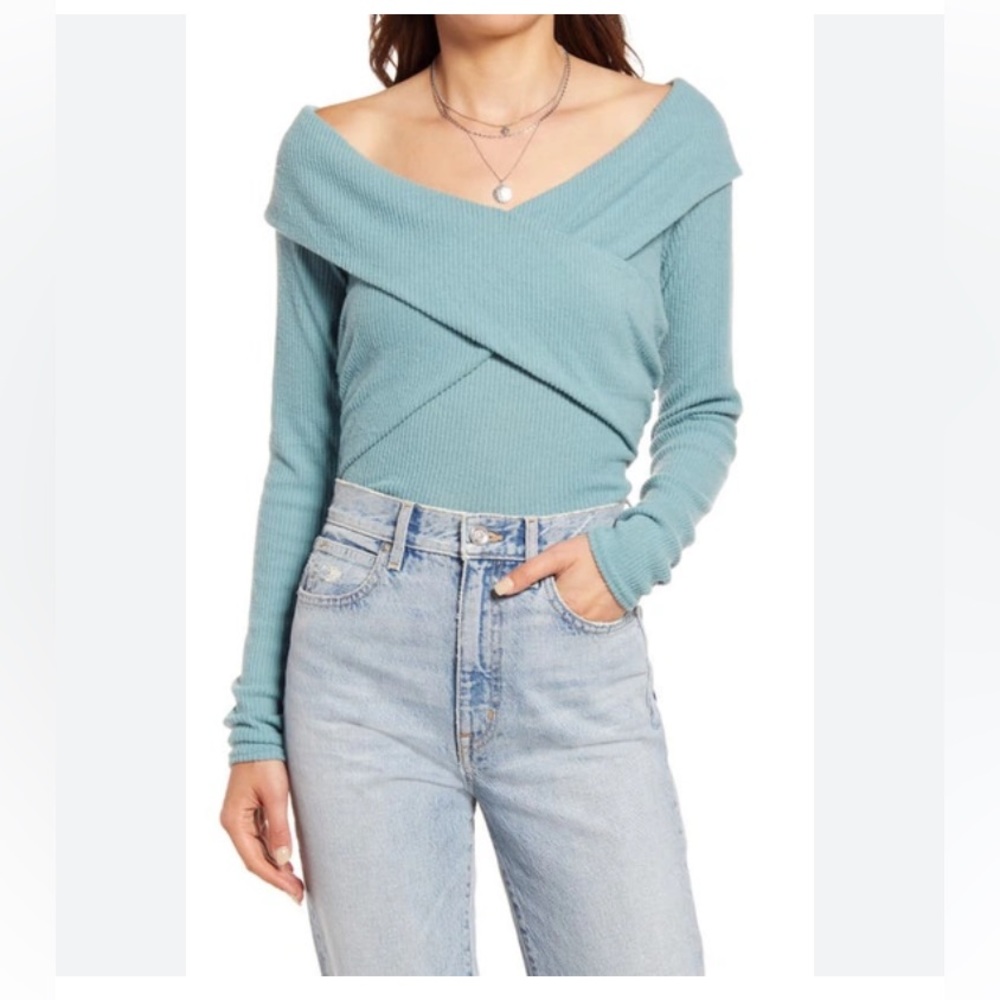 Free People Marley off the shoulder rib twist top women’s size Large